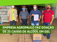 Empresa Agropaulo faz doação de 25 caixas de álcool em gel